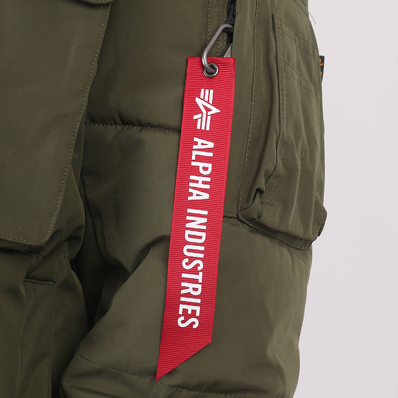 мужская зеленая куртка Alpha Industries Hooded Puffer Jacket MJH52500C1 dark green - цена, описание, фото 8